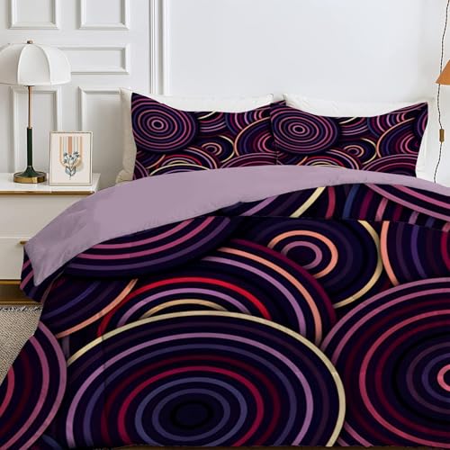4 Jahreszeiten Bettdecke 200x220 cm, Wende Lila Streifen Steppdecke Waschbare, Bettdecke ohne Bezug Nutzbar, Leicht Weiche Schlafdecke 200GSM, Ganzjahresdecke Schwarz mit 2 Kissenbezug (ohne Kissen) von Qiwagu