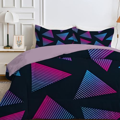 Bettdecke 135x200 4 Jahreszeiten, Wende Bunt Geometrisch Steppdecke Waschbare, Bettdecke ohne Bezug Nutzbar, Leicht Weiche Schlafdecke 200GSM, Ganzjahresdecke Schwarz mit 1 Kissenbezug (ohne Kissen) von Qiwagu