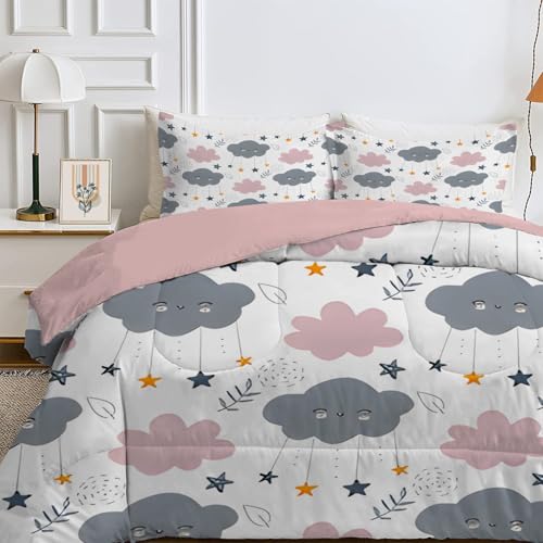 Qiwagu 4 Jahreszeiten Bettdecke 200x220 cm, Wende Graue Wolken Steppdecke Waschbare, Bettdecke ohne Bezug Nutzbar, Leicht Weiche Schlafdecke 200GSM, Ganzjahresdecke Weiß mit 2 Kissenbezüge Qiwagu 4 Jahreszeiten Bettdecke 200x220 cm, Wende Graue Wolken Steppdecke Waschbare, Bettdecke ohne Bezug Nutzbar, Leicht Weiche Schlafdecke 200GSM, Ganzjahresdecke Weiß mit 2 Kissenbezüge von Qiwagu