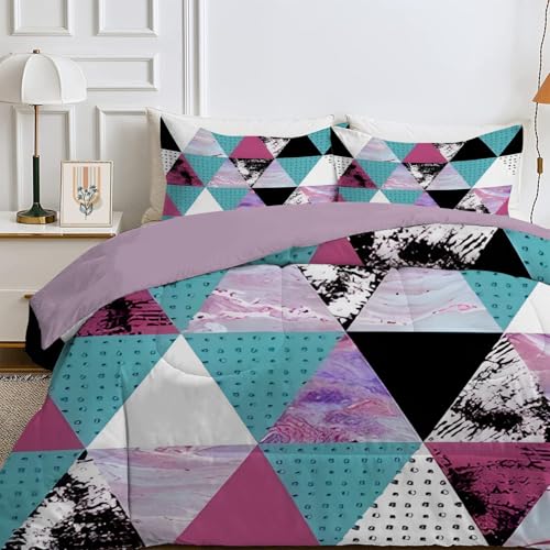 Qiwagu Bettdecke 135x200 4 Jahreszeiten, Wende Geometrisch Steppdecke Waschbare, Bettdecke ohne Bezug Nutzbar, Leicht Weiche Schlafdecke 200GSM, Ganzjahresdecke Bunt mit 1 Kissenbezug (ohne Kissen) von Qiwagu