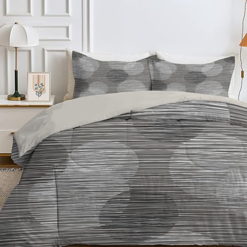 Qiwagu Bettdecke 135x200 4 Jahreszeiten, Wende Streifen Steppdecke Waschbare, Bettdecke ohne Bezug Nutzbar, Leicht Weiche Schlafdecke 200GSM, Ganzjahresdecke Grau mit 1 Kissenbezug (ohne Kissen) von Qiwagu