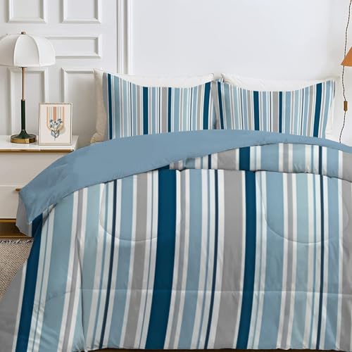 Qiwagu Bettdecke 200x200 4 Jahreszeiten, Wende Streifen Steppdecke Waschbare, Bettdecke ohne Bezug Nutzbar, Leicht Weiche Schlafdecke 200GSM, Ganzjahresdecke Weiß Blau mit 2 Kissenbezug (ohne Kissen) Qiwagu Bettdecke 200x200 4 Jahreszeiten, Wende Streifen Steppdecke Waschbare, Bettdecke ohne Bezug Nutzbar, Leicht Weiche Schlafdecke 200GSM, Ganzjahresdecke Weiß Blau mit 2 Kissenbezug (ohne Kissen) von Qiwagu