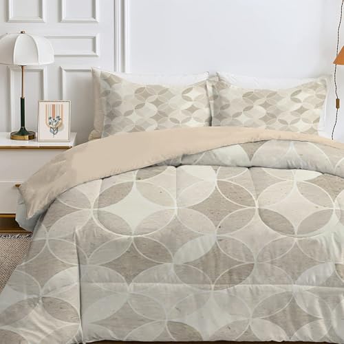 Qiwagu Bettdecke 240x260 4 Jahreszeiten, Wende Geometrisch Steppdecke Waschbare, Bettdecke ohne Bezug Nutzbar, Leicht Weiche Schlafdecke 200GSM, Ganzjahresdecke Braun mit 2 Kissenbezug (ohne Kissen) von Qiwagu