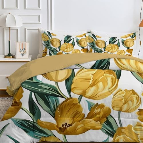 Qiwagu Bettdecke 240x260 4 Jahreszeiten, Wende Goldene Blume Steppdecke Waschbare, Bettdecke ohne Bezug Nutzbar, Leicht Weiche Schlafdecke 200GSM, Ganzjahresdecke Weiß mit 2 Kissenbezug (ohne Kissen) Qiwagu Bettdecke 240x260 4 Jahreszeiten, Wende Goldene Blume Steppdecke Waschbare, Bettdecke ohne Bezug Nutzbar, Leicht Weiche Schlafdecke 200GSM, Ganzjahresdecke Weiß mit 2 Kissenbezug (ohne Kissen) von Qiwagu