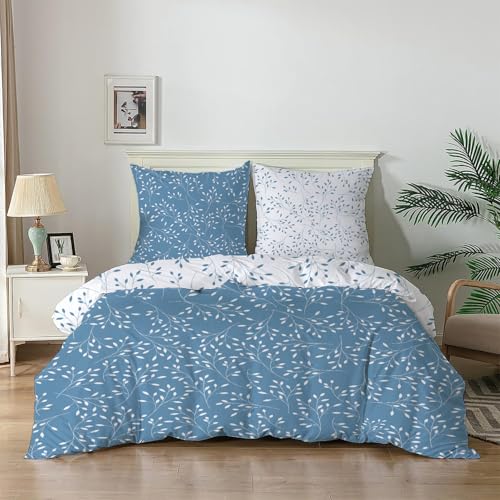 Qiwagu Bettwäsche 155x220 Blau Weiß Blätter Pflanzen Muster, Hellblau Botanisch Wendebettwäsche Set aus Weich Atmungsaktive Mikrofaser, Bettbezug und 2 Kissenbezüge 80x80 cm Qiwagu Bettwäsche 155x220 Blau Weiß Blätter Pflanzen Muster, Hellblau Botanisch Wendebettwäsche Set aus Weich Atmungsaktive Mikrofaser, Bettbezug und 2 Kissenbezüge 80x80 cm von Qiwagu