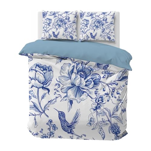 Qiwagu Bettwäsche 200x200 Weiß, Blaue Blumen Bettwäsche-Sets aus Weiche Atmungsaktiv Microfaser, Bügelfrei Wendebettwäsche Bettbezug 200x200 und 2 Kissenbezüge 80x80 cm für Doppelbett, C49 Qiwagu Bettwäsche 200x200 Weiß, Blaue Blumen Bettwäsche-Sets aus Weiche Atmungsaktiv Microfaser, Bügelfrei Wendebettwäsche Bettbezug 200x200 und 2 Kissenbezüge 80x80 cm für Doppelbett, C49 von Qiwagu