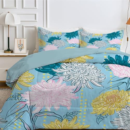 Qiwagu Blau Bettdecke 200x200 4 Jahreszeiten, Bunte Blumen Wende Steppdecke Waschbare, Bettdecke ohne Bezug Nutzbar, Schlafdecke Leicht Weiche, Ganzjahresdecke mit 2 Kissenbezüge, B188 Qiwagu Blau Bettdecke 200x200 4 Jahreszeiten, Bunte Blumen Wende Steppdecke Waschbare, Bettdecke ohne Bezug Nutzbar, Schlafdecke Leicht Weiche, Ganzjahresdecke mit 2 Kissenbezüge, B188 von Qiwagu