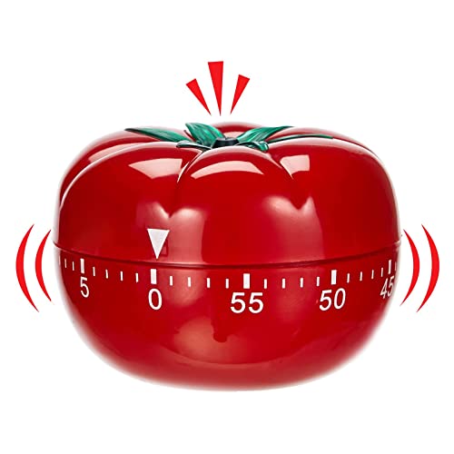 Qiwenr Eieruhr,Küchentimer Tomaten-Cartoon-Motiv,Mechanischer Countdown,Kurzzeitmesser in Form Einer Tomate,Küchenwecker aus Hochwertigem ABS-Kunststoff zum Aufziehen,Akustisches Signal Nach von Qiwenr