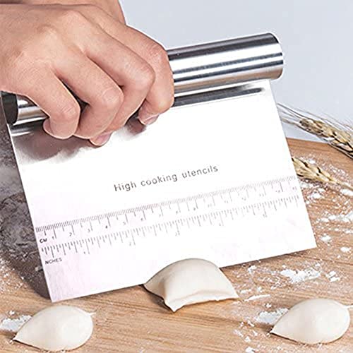 Qiwenr Teigschaber aus Edelstahl - Mehrzweck Dough Scraper,Teigkarte,Bench Scraper,Größe 15 cm - Robust und Langlebig,Edelstahl,Teigschaber Metall auch Spachel für Pizza und Torte Teigteiler Dough von Qiwenr