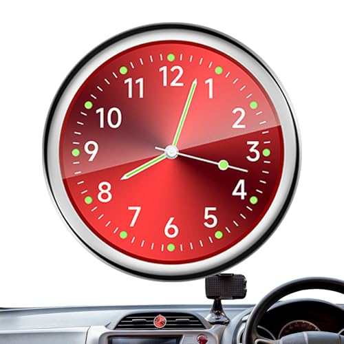Qiwieod Analoge Uhr für das Armaturenbrett im Auto - Leuchtende kleine Analoguhr,Kleine analoge Uhr, zum Aufkleben für das Armaturenbrett im Auto, analoge Autouhr, zum Aufkleben auf Boot und von Qiwieod