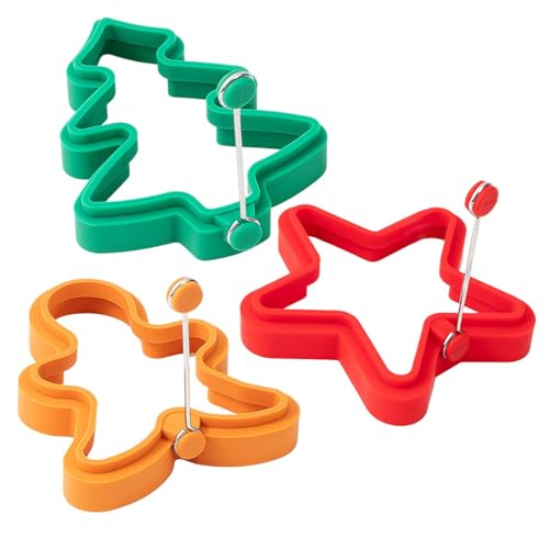 Qiwieod Spiegeleiform Rund, Weihnachts-Pfannkuchen-Maker, Egg Ring Set Spiegelei Silikonform Eierformer Spiegelei Eierkochring Eierringe, Egg Ring Set Spiegelei Silikonform Eierformer Spiegelei von Qiwieod