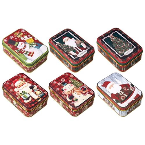 Qiwieod Weihnachtsplätzchendosen Mit Deckel, 6 Stück Weihnachten Keksdose, Schokoladendosen-Dekorationsset Für Kekse, Schokolade Dosen, Keksdosen, Weihnachtsdosen, Weihnachtsgebäckdosen, Blechdosen von Qiwieod