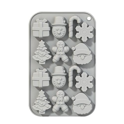 Qiwieod Weihnachtssüßigkeitsformen, Weihnachts Schokoladenform Silikon, Weihnachts-Schokoladenformen Aus Silikon Mit 14 Mulden, Silikonform Weihnachten Schneeflocke Backform Weihnachtsbaum von Qiwieod