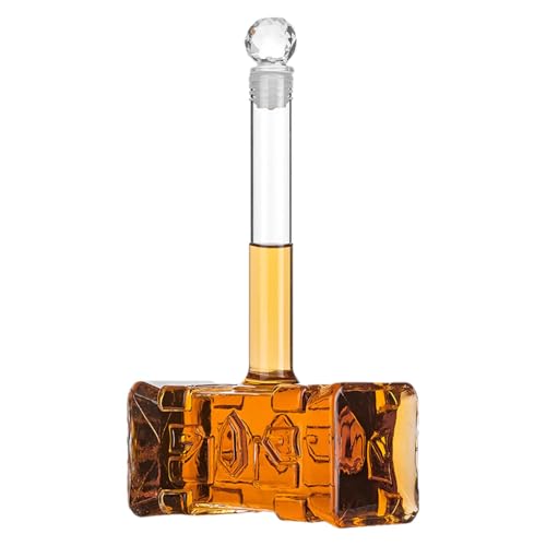 Qiwieod Whisky-Glaskaraffe, 400 Ml Glas Whisky Karaffe, Dekanter Für Alkohol, Glaskaraffe Mit Verschluss, Hammer Whiskey-Dekanterflasche Mit Luftdichtem Verschluss, Schnapsdekanter, Weinkaraffe Qiwieod Whisky-Glaskaraffe, 400 Ml Glas Whisky Karaffe, Dekanter Für Alkohol, Glaskaraffe Mit Verschluss, Hammer Whiskey-Dekanterflasche Mit Luftdichtem Verschluss, Schnapsdekanter, Weinkaraffe von Qiwieod