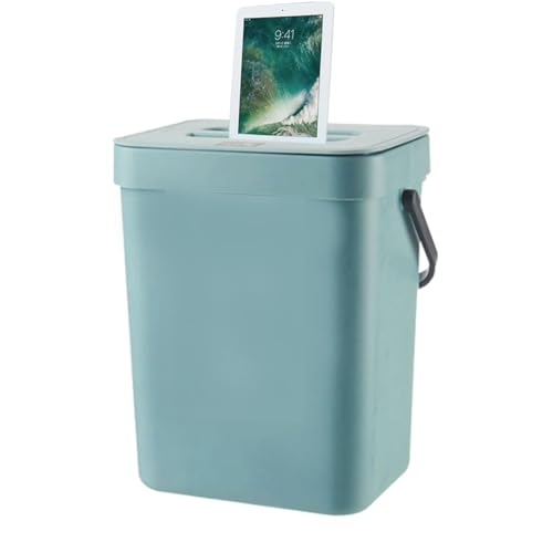 Qiwieod Mülleimer Für Die Küche, Großes Fassungsvermögen, Biomülleimer, Behälter Mit Deckel Bio, Blau, PP, 5 Liter von Qiwieod