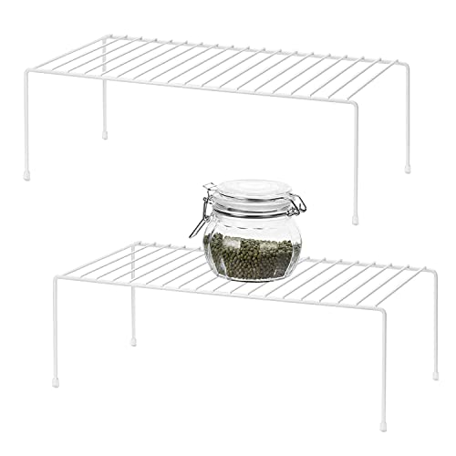 Qiwode Küchenschrank Organizer Home & Kitchen Storage Regal Draht Rack aus Metall für Küchenschränke, Theken, Speisekammern, Lebensmittel und Utensilien - Weiß 2 Stück von Qiwode