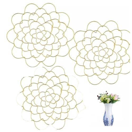 3 Stück Tsinless Blumengitter-Organizer Aus Stahl, Wiederverwendbares Blumengitter Für Vasen, Drahtgitterhalter Aus Edelstahl Für Blumenarrangements, Blumenvasen-Trenner, Blumengitterd(Gold,6IN) von Qixfyze