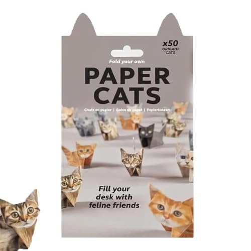 DIY-Papierkatzen, 50 DIY-Papierkatzen-Origami-Set, Falten Sie Ihre Eigene Papierkatze, Lustige Bastelaktivität Für Erwachsene Und Kinder, Tierthema(1pc-cat) von Qixfyze