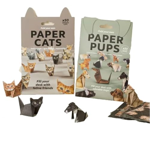 DIY-Papierkatzen, 50 DIY-Papierkatzen-Origami-Set, Falten Sie Ihre Eigene Papierkatze, Lustige Bastelaktivität Für Erwachsene Und Kinder, Tierthema(2pcs-cat and dog) von Qixfyze