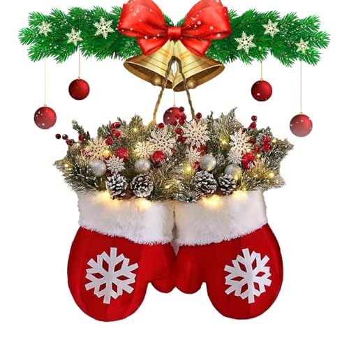 Funkelnder Weihnachtskranz mit 120 LED-Lichtern und 10-Stunden Automatikzeit, 2026 Funkelnder Kranz mit Künstlichen Tannenzweigen, Weihnachtskranz Ornamente für Haustür(1pc) von Qixfyze