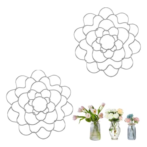 Qixfyze Auxiliaryn Blumengitter-Organizer Aus Edelstahl, Wiederverwendbares Blumengitter Aus Metall, Langlebiger Blumenfrosch-Draht-Arrangement-Dreh Für Vasen(2Pcs-Silver-6") von Qixfyze