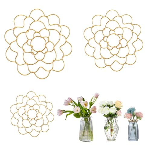 Qixfyze Auxiliaryn Blumengitter-Organizer Aus Edelstahl, Wiederverwendbares Blumengitter Aus Metall, Langlebiger Blumenfrosch-Draht-Arrangement-Dreh Für Vasen(4+5+6"-Glod) von Qixfyze