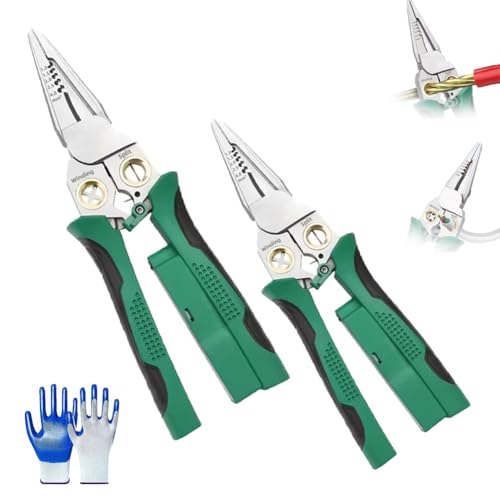 Whimsyard Abisolierzange, Seese 8-in-1 Elektrikerzange mit Spannungsprüfer, Multifunktionales Abisolierwerkzeug mit Spannungsprüfung für Schneiden(2pcs) von Qixfyze