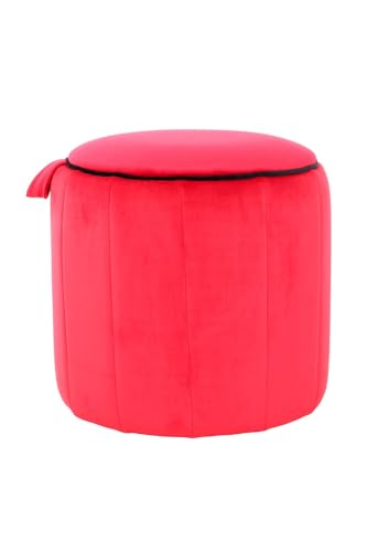 Qiyano Aroha Hocker Rot - Moderner Sitzhocker mit Samtbezug, Stilvolles Design, Runde Form, Ideal für Wohnzimmer und Flur von Qiyano