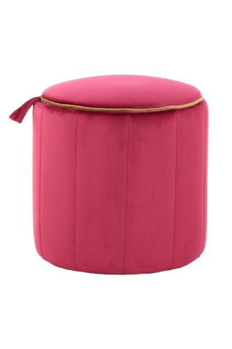 Qiyano Aroha Hocker Violett - Moderner Sitzhocker mit Samtbezug, Stilvolles Design, Runde Form, Ideal für Wohnzimmer und Flur von Qiyano