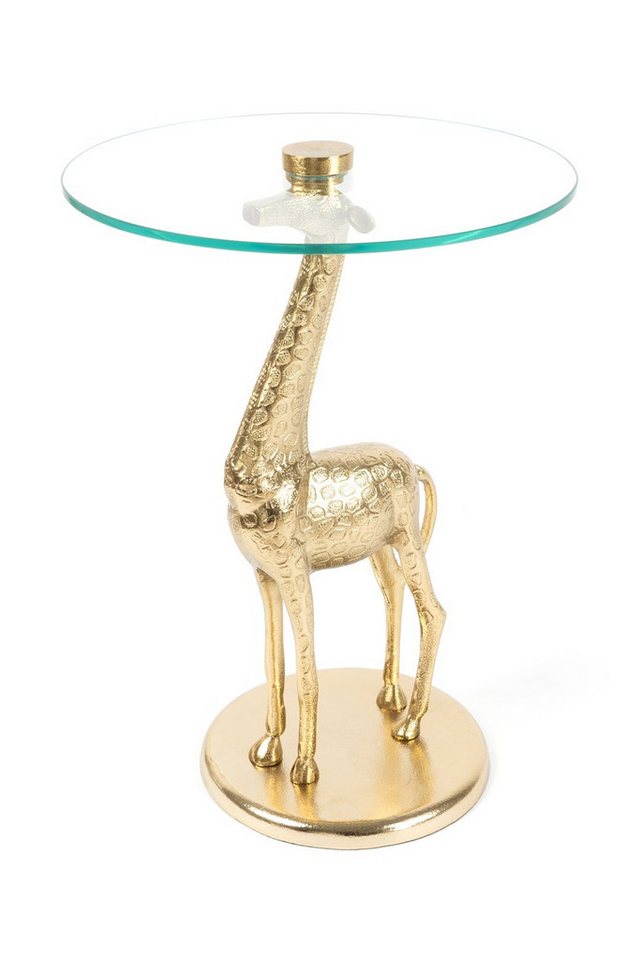 Qiyano Beistelltisch Beistelltisch Himari Giraffe Gold - Tierform - Aluminium und Glas von Qiyano