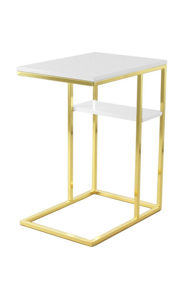 Qiyano Beistelltisch Beistelltisch Mari Groß Weiß Gold - C-Form - Edelstahl - Ablage Qiyano Beistelltisch Beistelltisch Mari Groß Weiß Gold - C-Form - Edelstahl - Ablage von Qiyano
