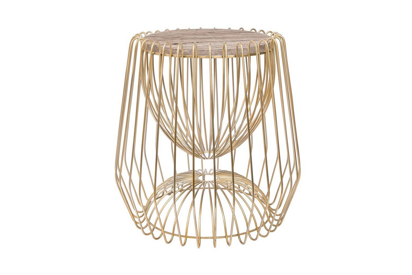 Qiyano Beistelltisch Beistelltisch Nishi Groß Braun Messing - Marmor-Optik -Gitter-Gestell Qiyano Beistelltisch Beistelltisch Nishi Groß Braun Messing - Marmor-Optik -Gitter-Gestell von Qiyano