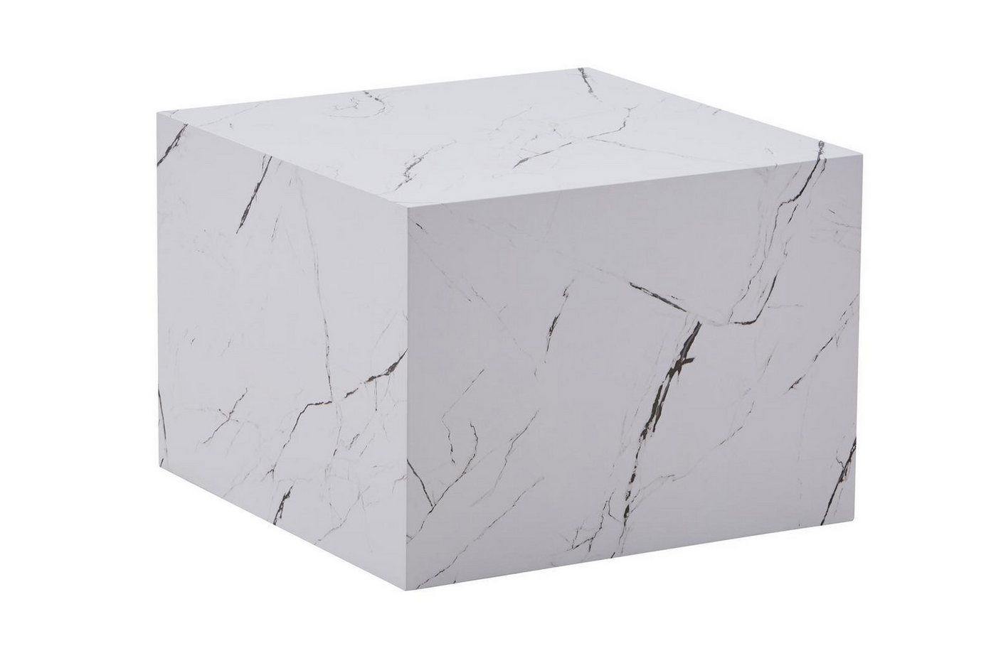 Qiyano Beistelltisch Couchtisch Kini Weiß - Marmor-Optik - Sofatisch - Beistelltisch von Qiyano