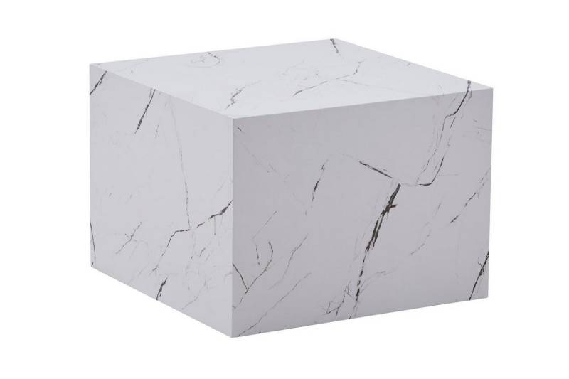 Qiyano Beistelltisch Couchtisch Kini Weiß - Marmor-Optik - Sofatisch - Beistelltisch von Qiyano