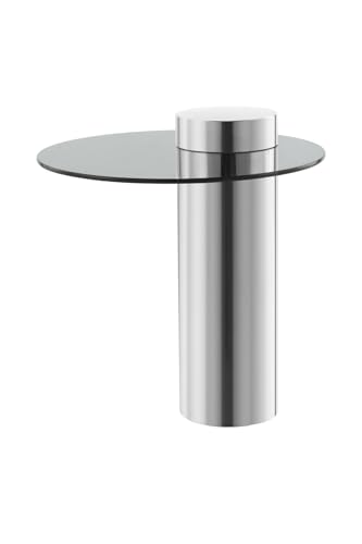 Qiyano Beistelltisch rund Säule schmal Glas Edelstahl Metall glänzend minimalistisch modern Design Wohnzimmer Sofa Schlafzimmer Flur Dekoration handgefertigt Höhe: 52 cm Farbe: Silber/Grau Qiyano Beistelltisch rund Säule schmal Glas Edelstahl Metall glänzend minimalistisch modern Design Wohnzimmer Sofa Schlafzimmer Flur Dekoration handgefertigt Höhe: 52 cm Farbe: Silber/Grau von Qiyano