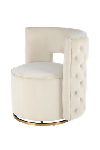 Qiyano Designer Sessel in Creme - 360-Grad drehbar, Samtbezug, weich komfortabel elegant Luxus Wohnzimmer Schlafzimmer Ankleidezimmer von Qiyano