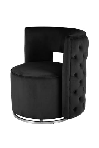 Qiyano Designer Sessel in Schwarz - 360-Grad drehbar, Samtbezug, weich komfortabel elegant Luxus Wohnzimmer Schlafzimmer Ankleidezimmer von Qiyano