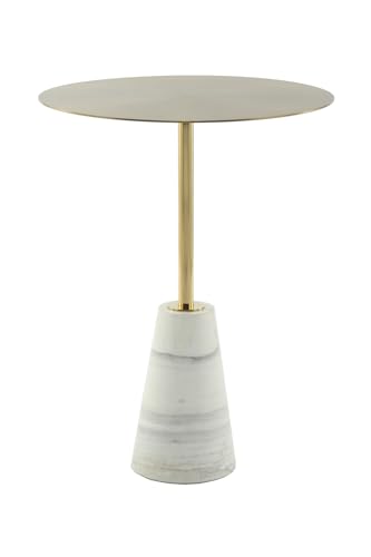 Qiyano Eleganter Beistelltisch Pava Weiß - Marmorfuß & Edelstahlplatte - Zeitloses Design fürs Wohnzimmer, Schlafzimmer, Lounge, Rund, Sofa, Stil von Qiyano