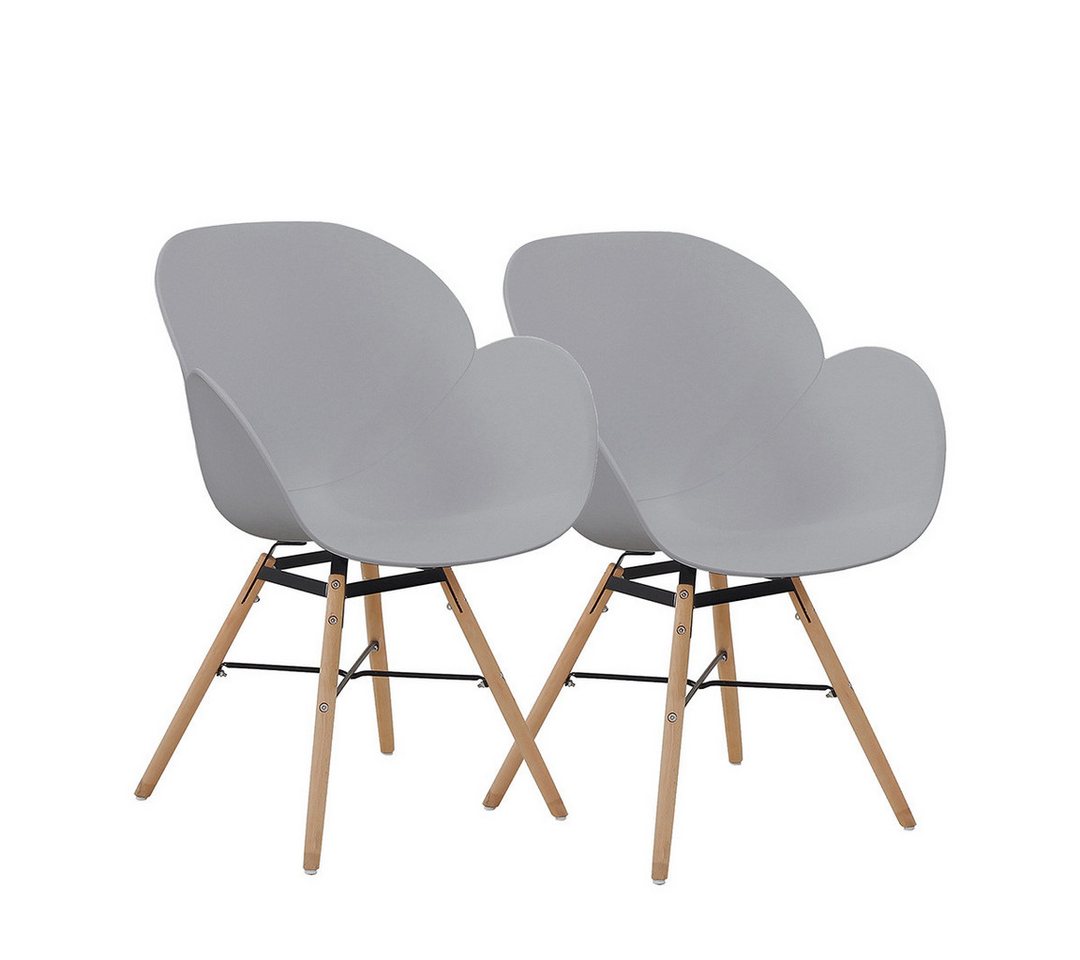 Qiyano Esszimmerstuhl Design-Stuhl 2er-Set Grau, Eichenholz, Sitzkomfort, Küche von Qiyano