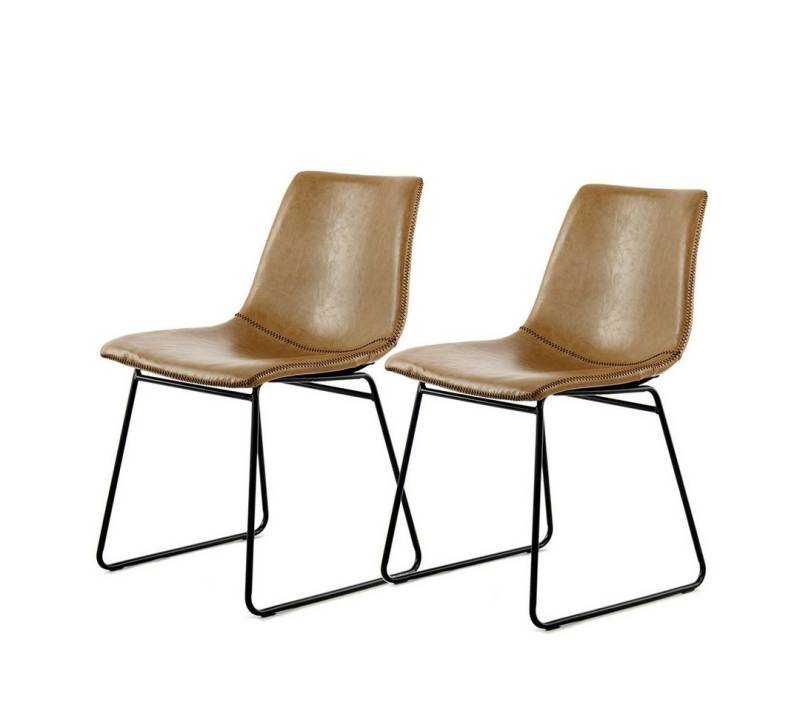 Qiyano Esszimmerstuhl Moderner Polsterstuhl 2er-Set Beige, Kunstleder, Komfortabel (2 St) von Qiyano
