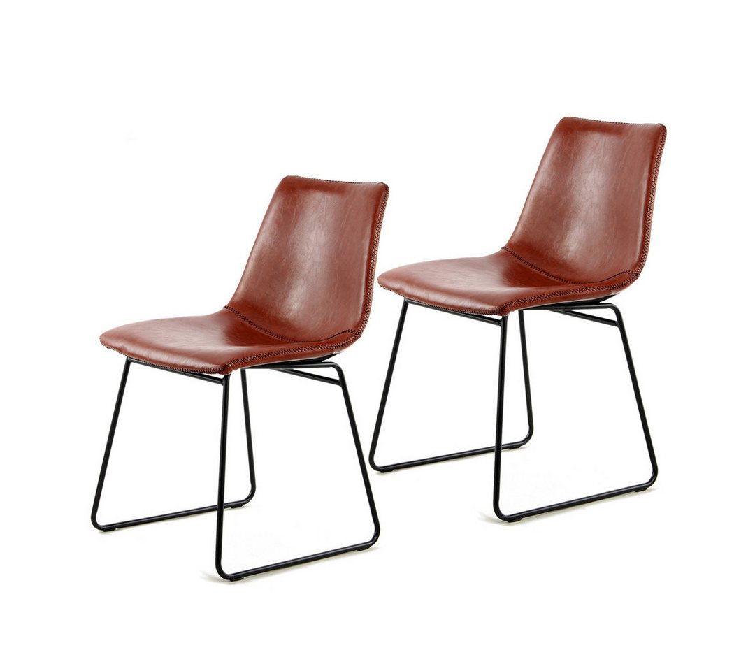 Qiyano Esszimmerstuhl Moderner Polsterstuhl 2er-Set Braun, Kunstleder, Komfortabel (2 St) von Qiyano