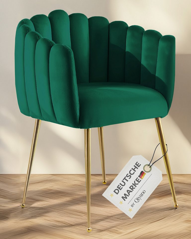 Qiyano Esszimmerstuhl Polsterstuhl Samt Grün - Komfortables Design, Pflegeleicht (1 St) von Qiyano