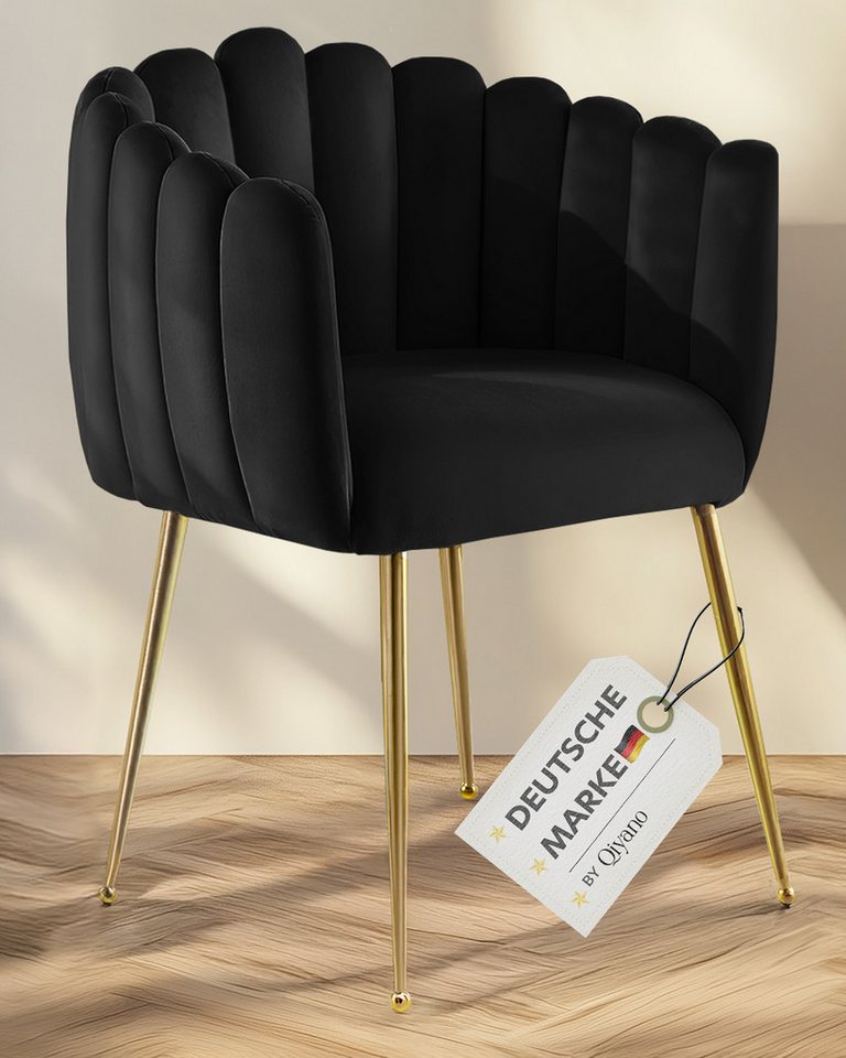 Qiyano Esszimmerstuhl Polsterstuhl Samt Schwarz, Komfortables Design, Pflegeleicht (1 St) von Qiyano