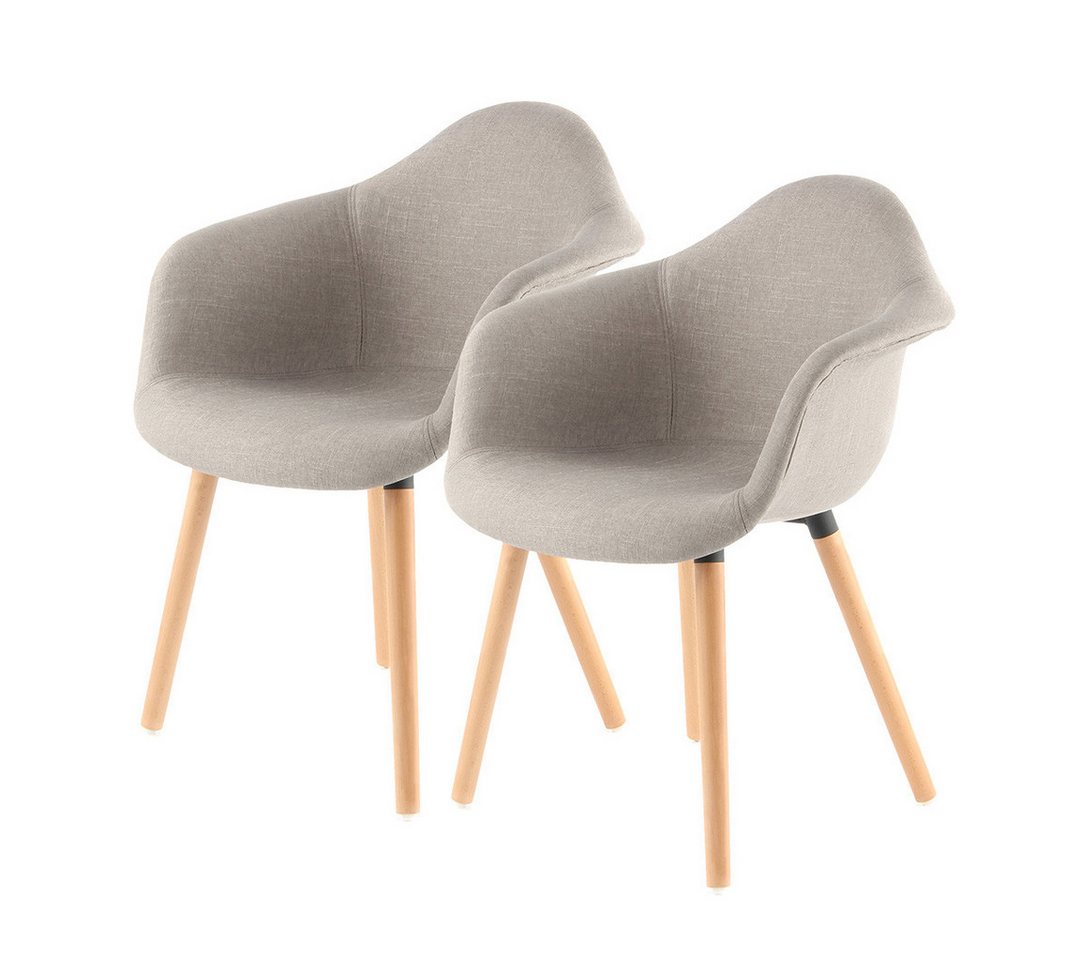 Qiyano Esszimmerstuhl Retro-Sessel 2er-Set Beige, Skandi-Design, Wohnzimmer, Weich (2 St) von Qiyano