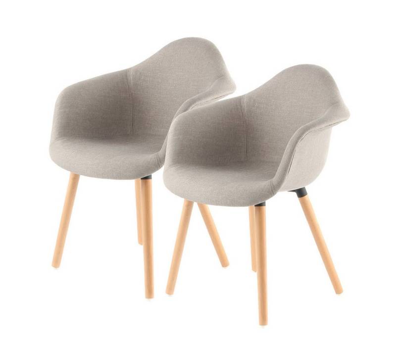 Qiyano Esszimmerstuhl Retro-Sessel 2er-Set Beige, Skandi-Design, Wohnzimmer, Weich (2 St) von Qiyano