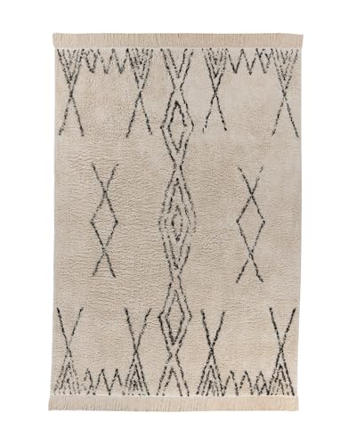 Qiyano Alena Boho Teppich Creme Schwarz 200 x 290 cm, Flauschiger Hochflor Teppich aus Baumwolle, Wohnzimmer & Schlafzimmer, Strapazierfähig, Florhöhe ca. 15 mm Qiyano Alena Boho Teppich Creme Schwarz 200 x 290 cm, Flauschiger Hochflor Teppich aus Baumwolle, Wohnzimmer & Schlafzimmer, Strapazierfähig, Florhöhe ca. 15 mm von Qiyano