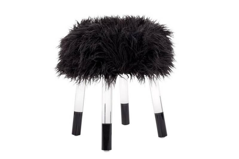 Qiyano Hocker Kunstfell-Hocker Anaru Schwarz Bequem & Stilvoll Wohnzimmer (1 St) von Qiyano