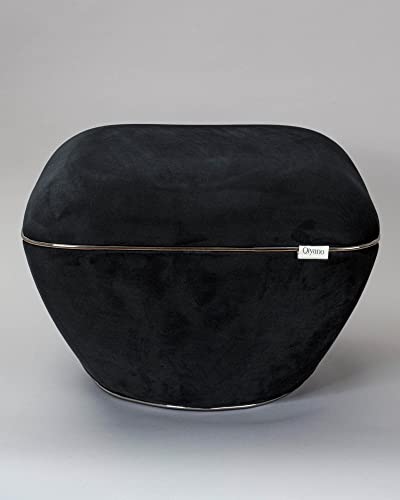 Qiyano Hocker Pouf großer Sitzhocker weicher Samtbezug in Schwarz modern quadratisch bequem für Wohnzimmer, Schlafzimmer, Kunstlederverzierung in Gold, Höhe ca. 43 cm, Farbe: Schwarz von Qiyano