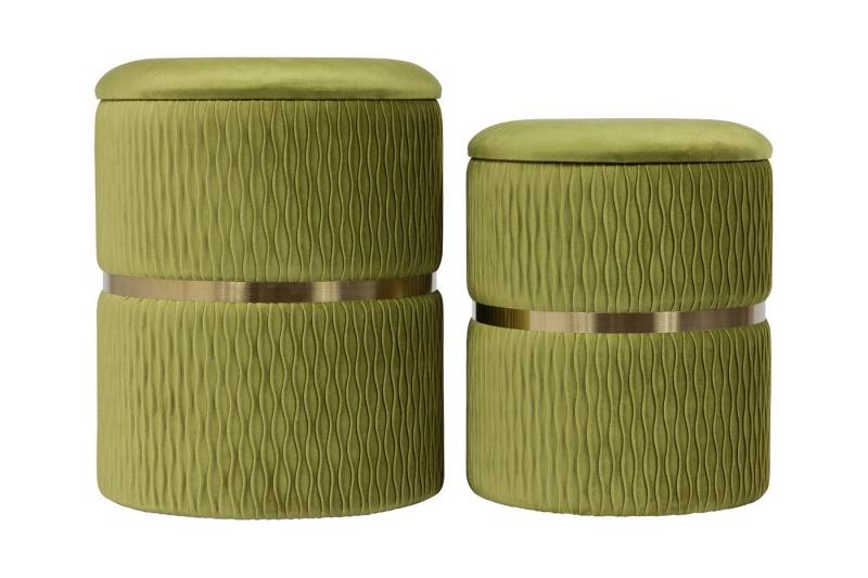 Qiyano Hocker Samthocker 2er-Set Atama Grün - Stauraum, Stapelbar (1 St) von Qiyano