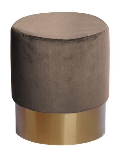 Qiyano Hocker Schminktisch Pouf Samt Sitzhocker in verschiedenen Größen und Farben mit Gold abgesetzt für Wohnzimmer Schlafzimmer oder Ankleidezimmer, Klein Rund, Farbe: Taupe von Qiyano